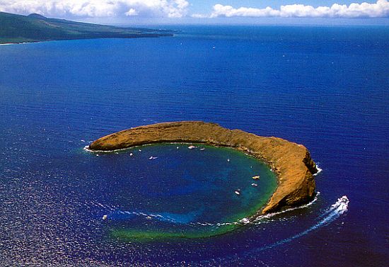 arc shaped molokini crater in maui county hawaii