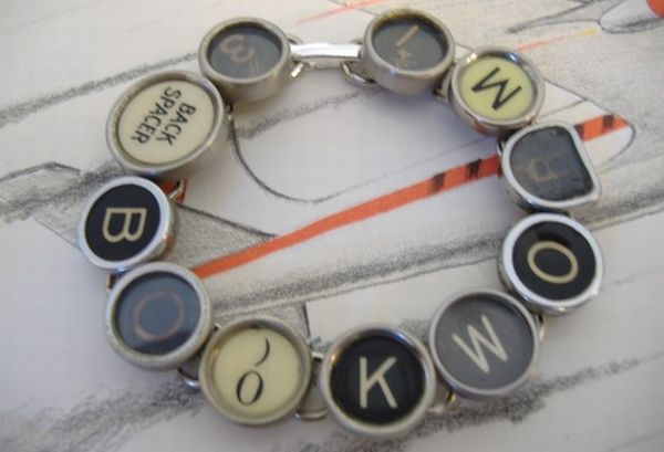 Bookworm Typewriter Key Bracelet
