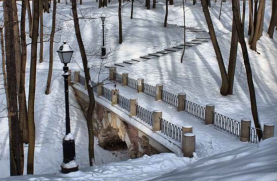 bridge covered with snow