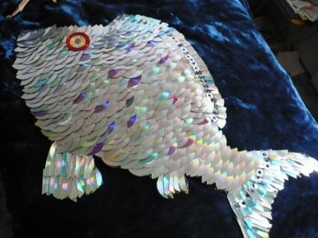 fish made out of cds