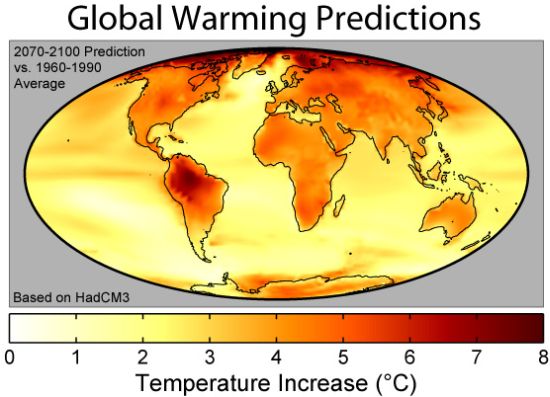 global warming predictions map