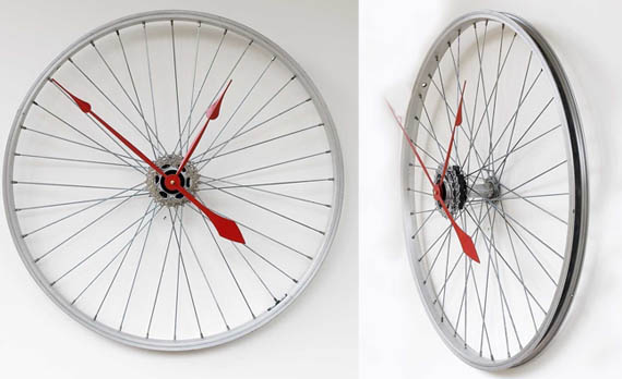 orologio bicicletta riciclo