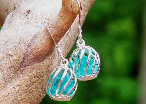 Recycled Jewelry Glass Earrings