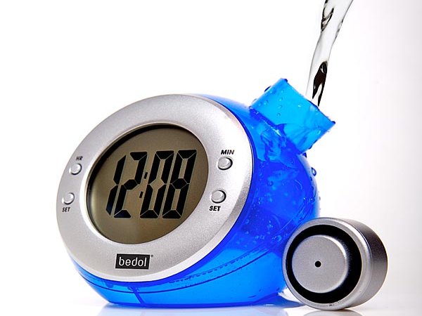Water powered alarm clock