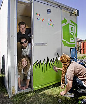 worlds smallest nightclub made from recycled fridg