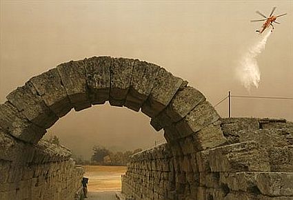 ancient olympic ground under threat form greek fir ancient olympic ground under threat form greek fir