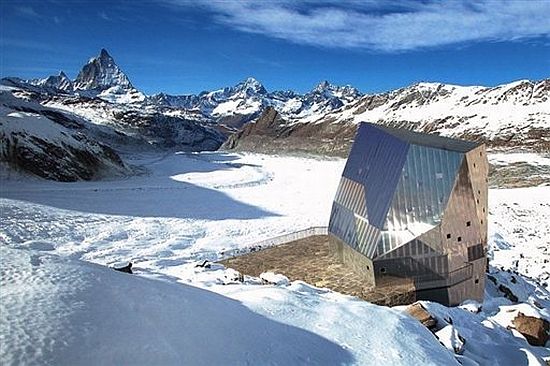 swiss green mountain hut